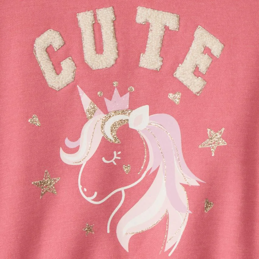 Orchestra Hanorac din molton cu imprimeu glitter Unicorn pentru fetite foto
