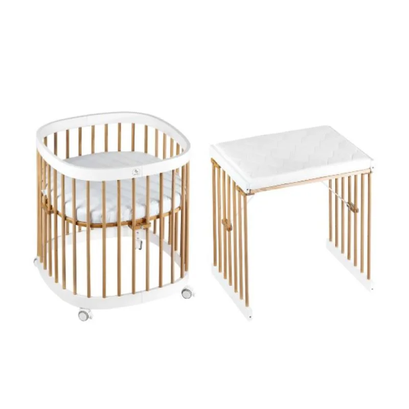 Детская кроватка Eucalyptus Napoli Plus Universal на колёсах Белый+Натуральный foto