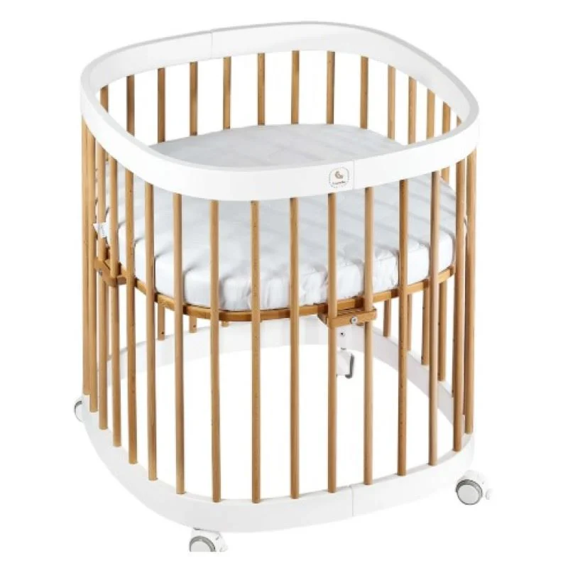 Детская кроватка Eucalyptus Napoli Plus Universal на колёсах Белый+Натуральный foto