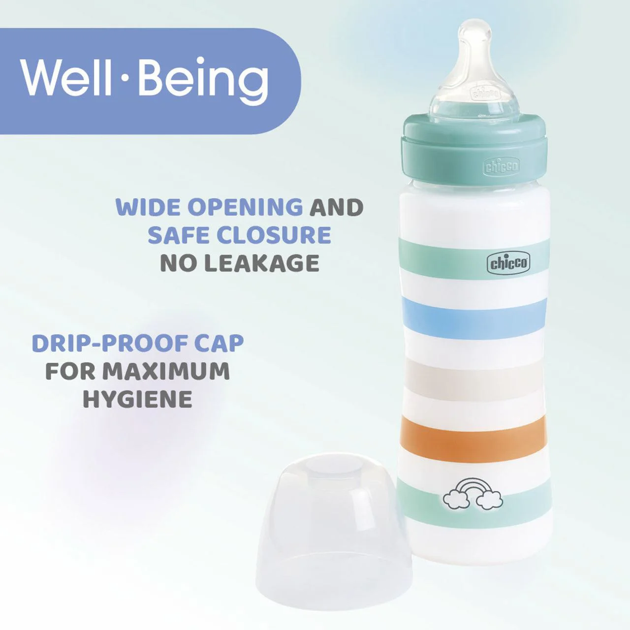 Biberon anti-colici Chicco Well Being Boy, flux rapid (4+ luni), 330 ml foto