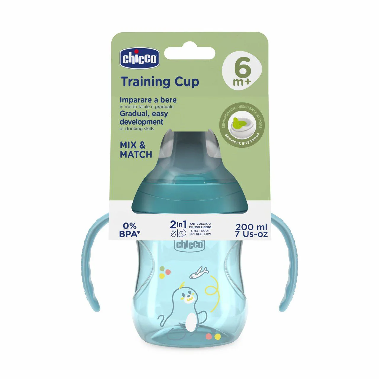 Cana de tranzitie Chicco Blue (6+ luni), 200 ml foto
