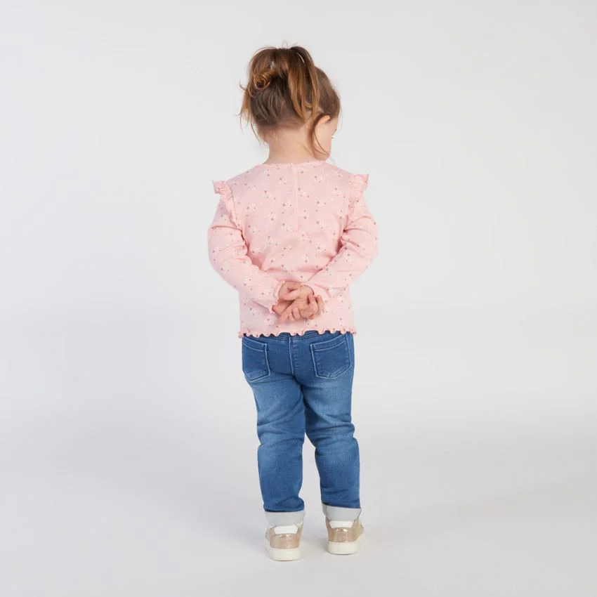 Orchestra Tricou pentru fetite cu maneca lunga riflat cu inimioare Roz foto