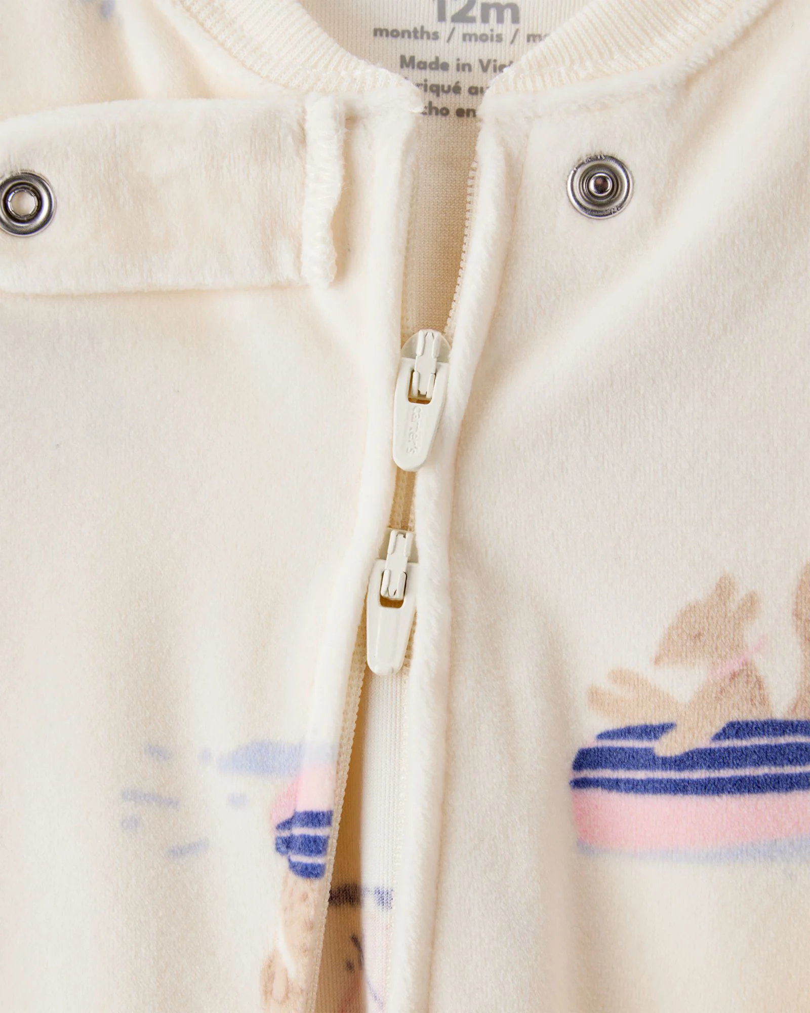 Carter's Pijama cu botosei Ivory Animal foto
