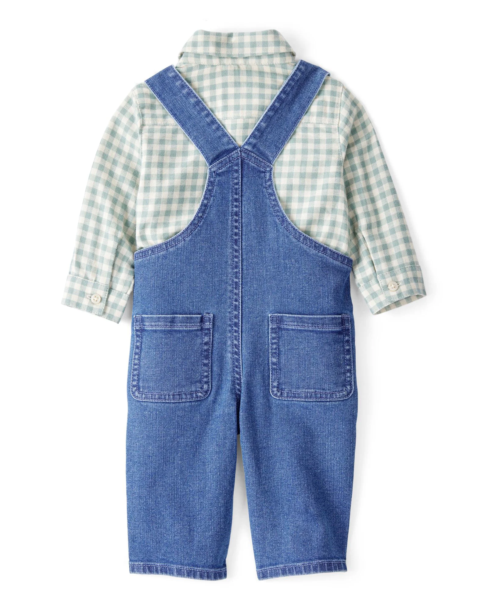 Carter's Set 2 piese Knit Denim Flannel - camasa si salopeta din denim foto