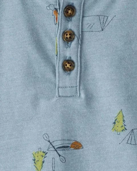 Carter's Tricou Henley Blu Camping foto