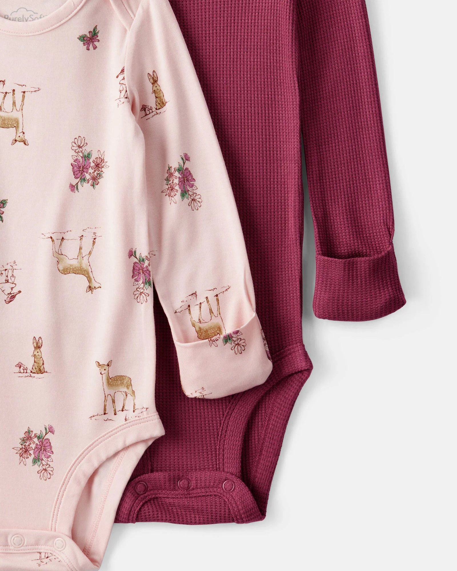 Carter's Комплект 2 бодиков с длинными рукавами из вискозы Purely Soft Deer Burgundy foto