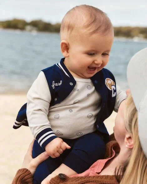 Carter's Set 3 piese Navy Varsity - jacheta cu maneca lunga, pantaloni si body foto