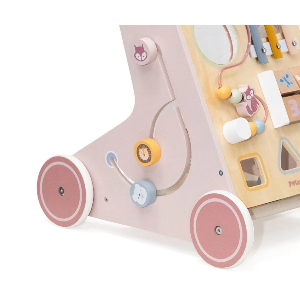 Antemergator din lemn cu activitati educative Viga Toys PolarB Pink foto