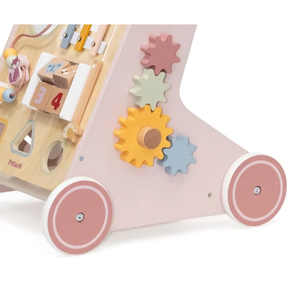 Antemergator din lemn cu activitati educative Viga Toys PolarB Pink foto