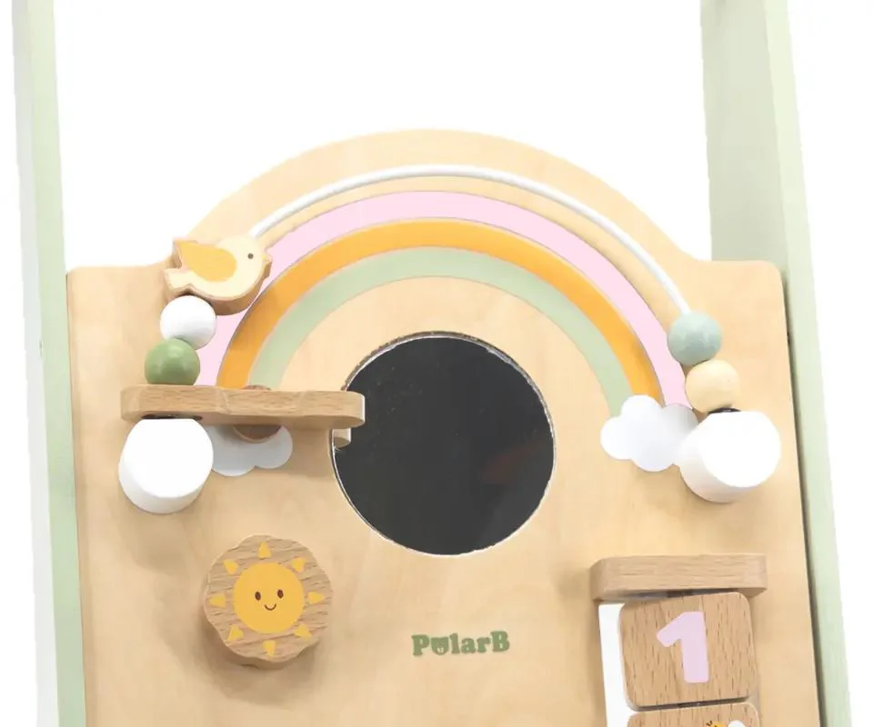 Antemergator din lemn cu activitati educative Viga Toys PolarB Green foto