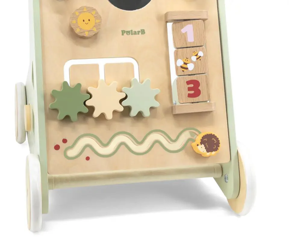 Antemergator din lemn cu activitati educative Viga Toys PolarB Green foto