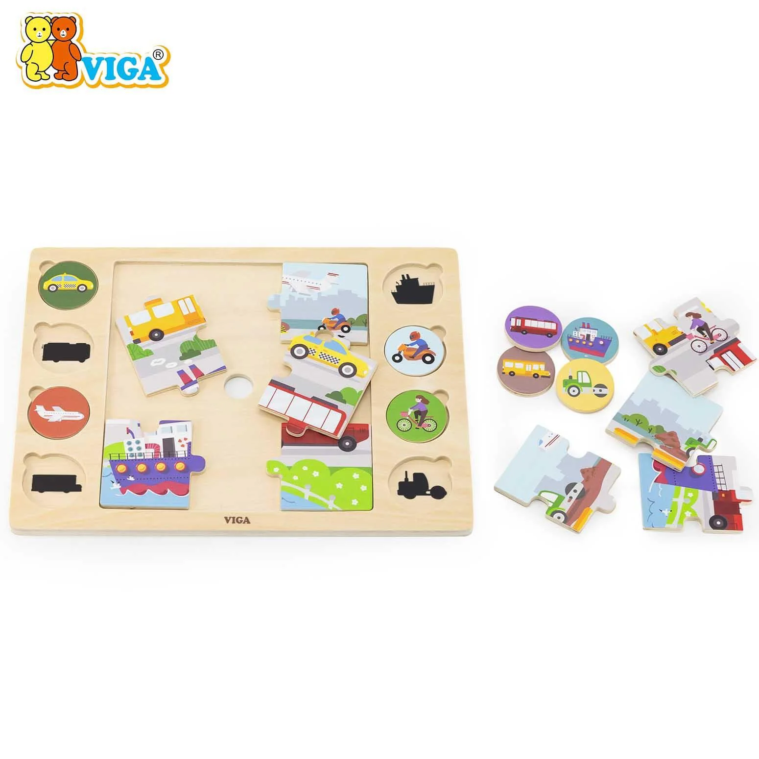 Деревянный пазл Viga Toys Транспорт, 17 эл. foto
