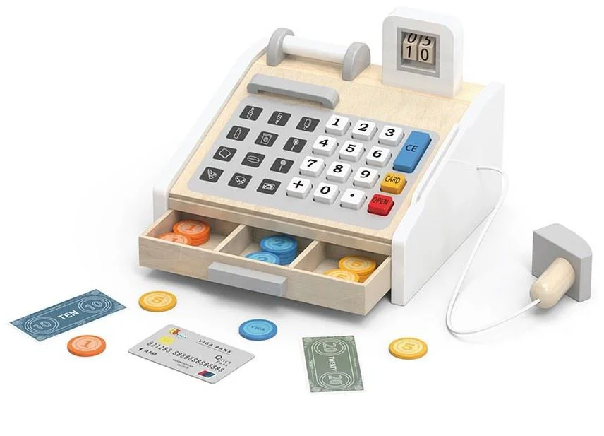 Set de joaca din lemn Viga Toys Casa de marcat cu accesorii foto