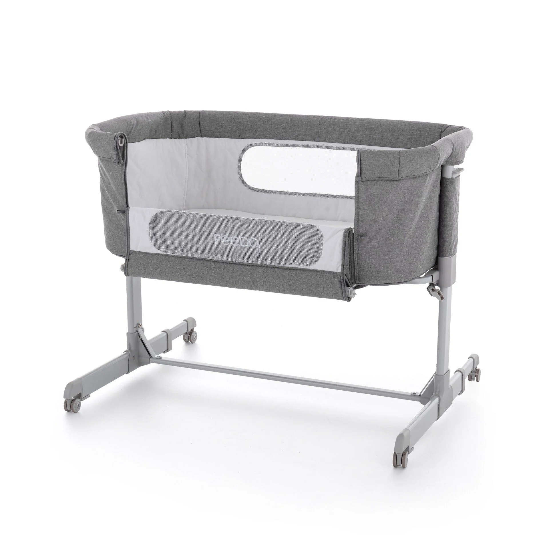 Patut co-sleeper pliabil 2 in 1 FEEDO Grey foto