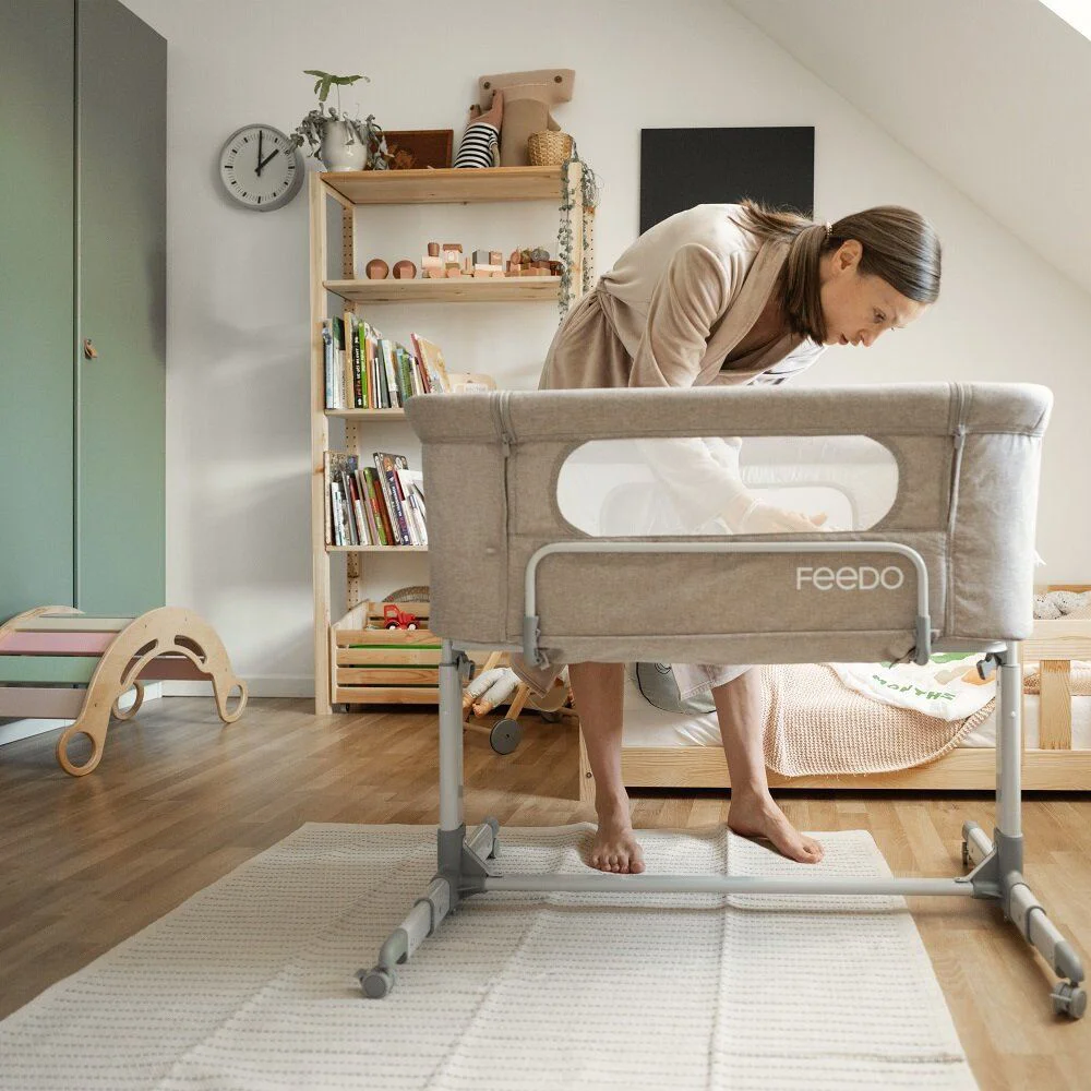 Patut co-sleeper pliabil 2 in 1 FEEDO Grey foto