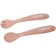 Set din silicon: baveta, bol, farfurie, lingurita si furculita U-Grow Pink, 5 piese foto