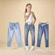 Orchestra Blugi din denim de tip mom fit cu esarfa decorativa pentru fete foto