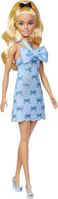 Papusa Barbie "Fashionista in rochie cu funda albastra" foto