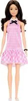 Papusa Barbie "Fashionista in rochie roz in carouri" foto