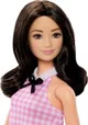 Papusa Barbie "Fashionista in rochie roz in carouri" foto