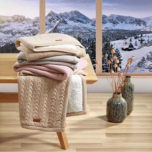 Patura din bumbac cu captuseala din fleece BabyOno Brown foto
