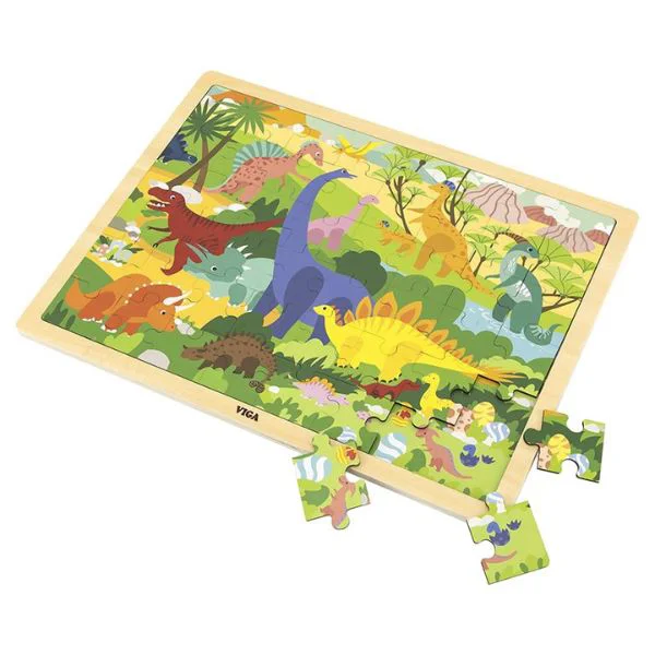 Puzzle din lemn Viga Toys Dinozauri, 48 el. foto