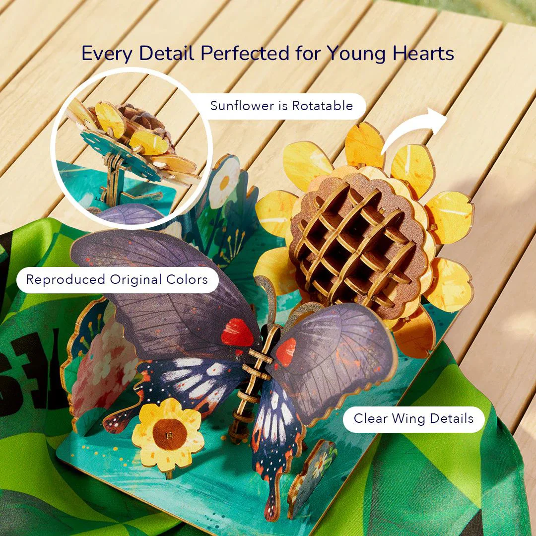 Puzzle 3D din lemn Mideer Butterfly, 63 el. foto