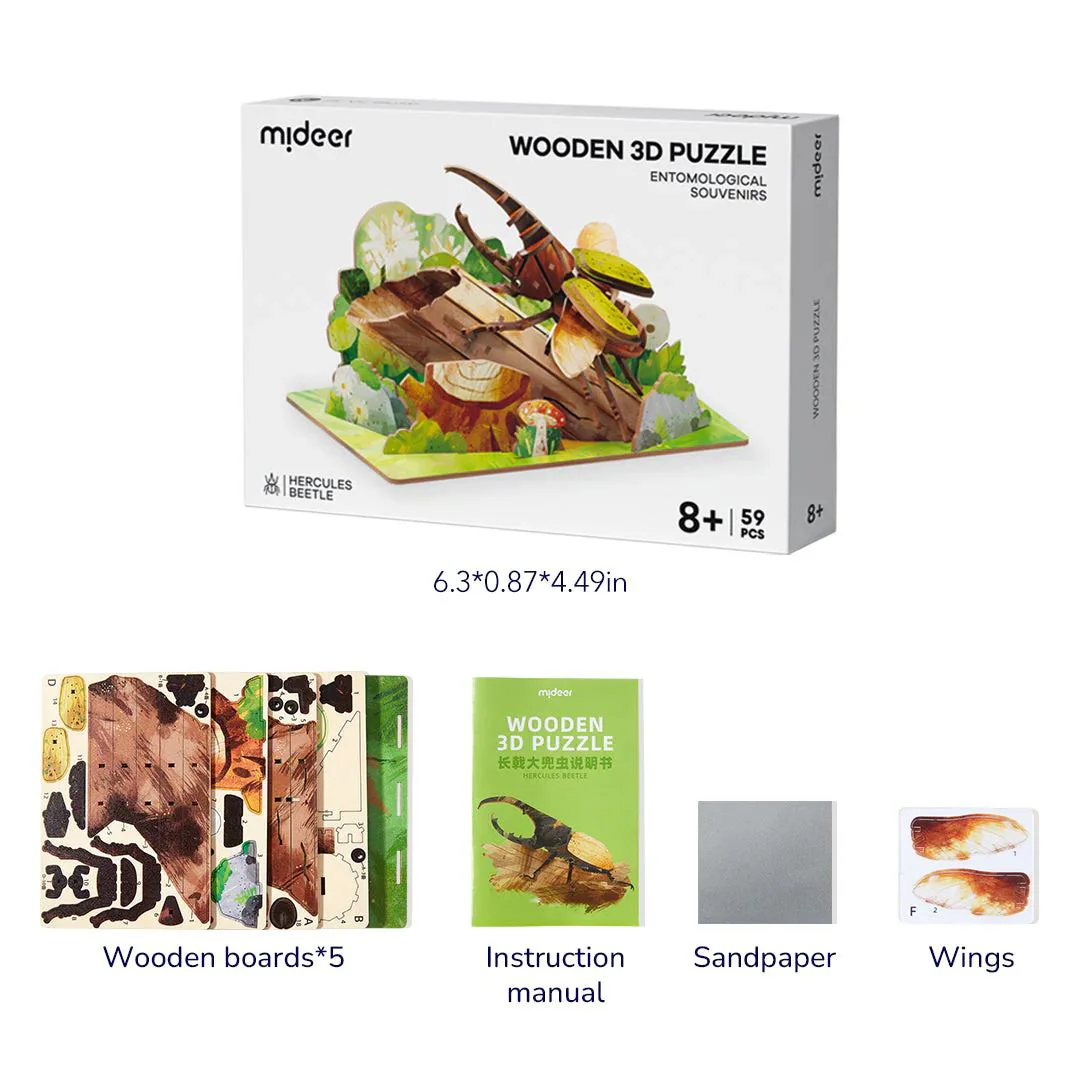 3D деревянный пазл Mideer Hercules Beetle, 59 эл. foto