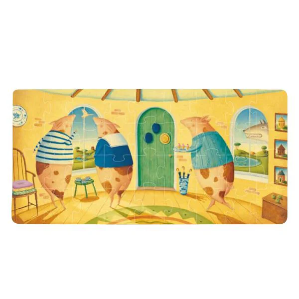 Puzzle Mideer cu basme ilustrate Trei purcelusi, 36 el. foto
