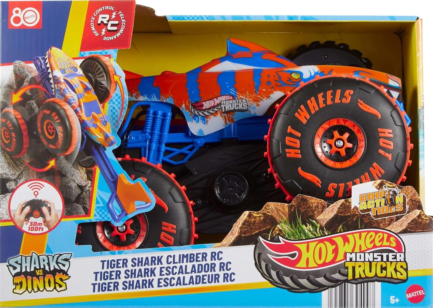 Masina Hot Wheels Monster Trucks Tiger Shark cu telecomanda 1:15 foto