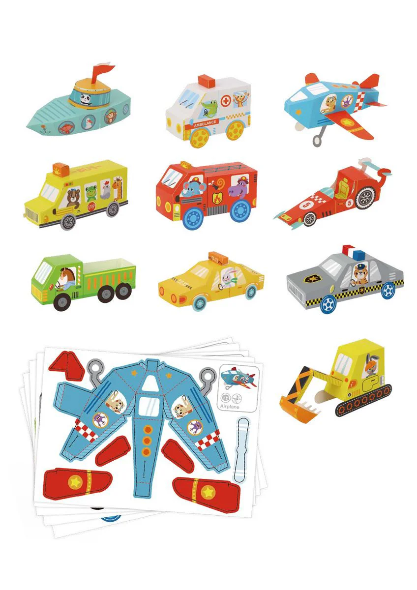 Набор для творчества Tooky Toy 3D оригами Транспорт, 10 моделей foto