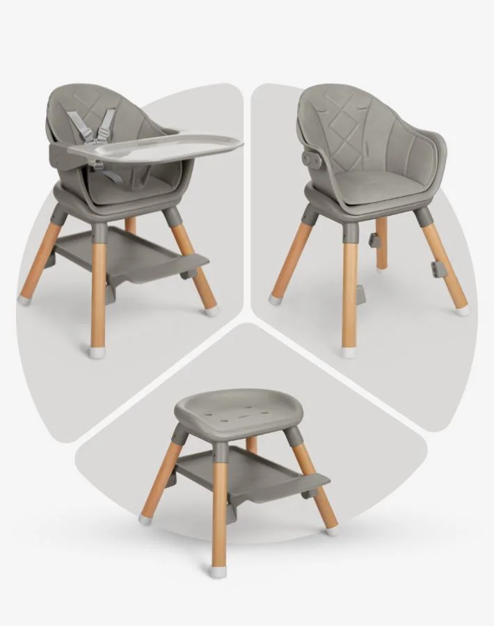Стульчик для кормления 6 в 1 KikkaBoo Woody Grey foto