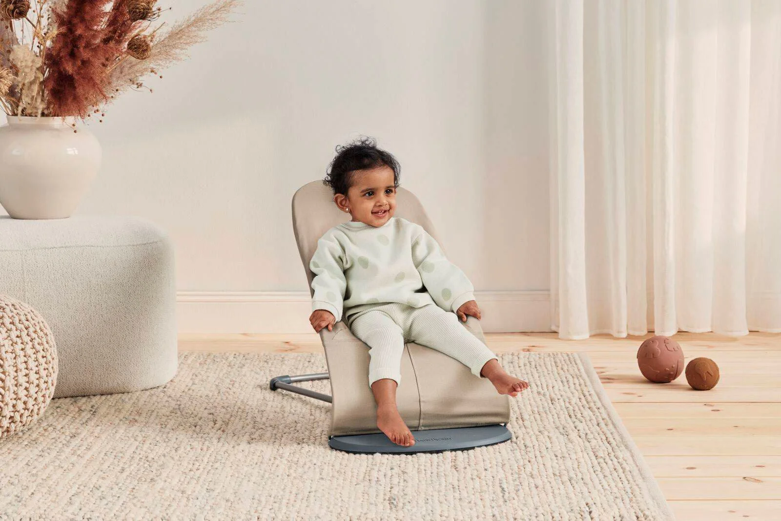 Кресло-шезлонг BabyBjorn Balance Soft Woven, Khaki/Beige foto