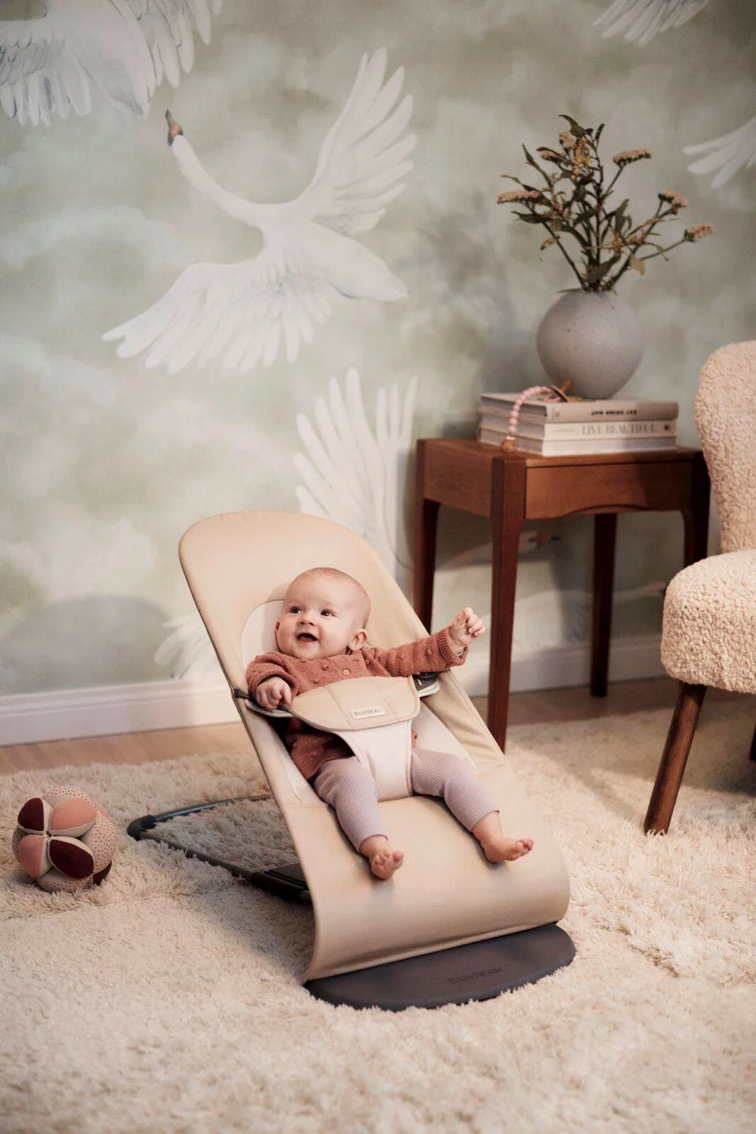 Кресло-шезлонг BabyBjorn Balance Soft Woven, Khaki/Beige foto