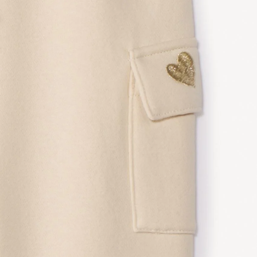 Orchestra Pantaloni de trening din fleece Beige Hearts foto