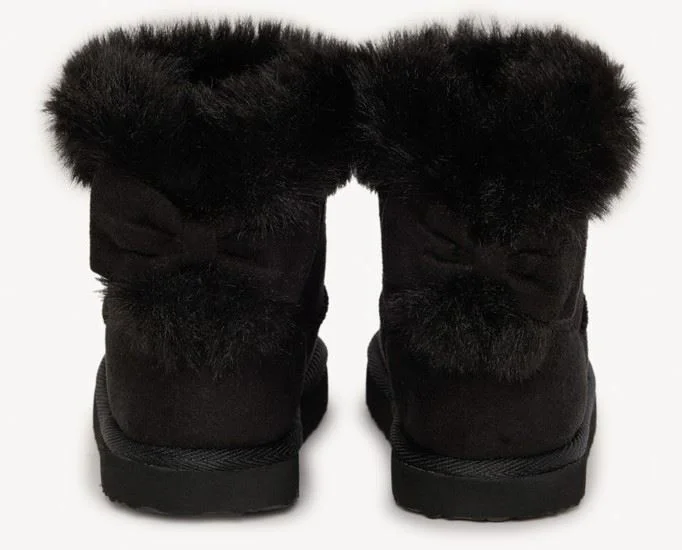Saxo Blues Botine cu efect de piele intoarsa cu blanita Faux Black foto