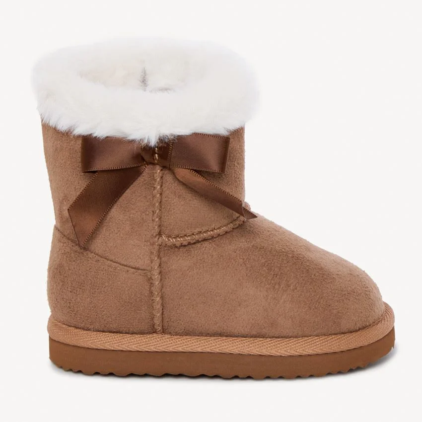 Saxo Blues Cizme cu efect de piele intoarsa cu blanita Faux Camel foto