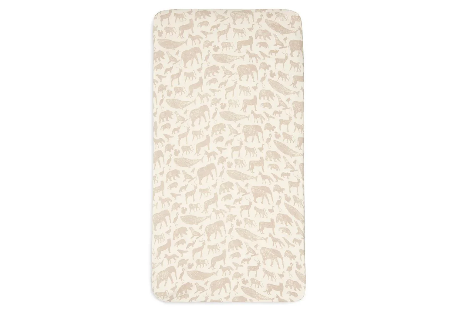 Простыня на резинке Jollein Jersey Animals Nougat, 40/50x80/90 см foto