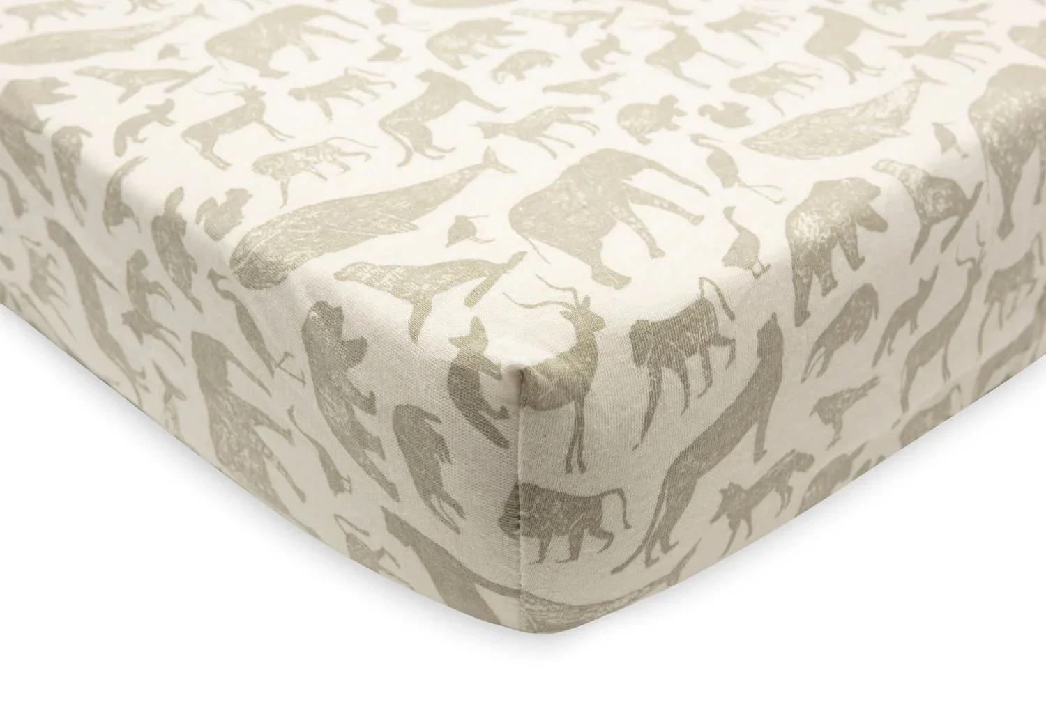 Простыня на резинке Jollein Jersey Animals Olive Green, 40/50x80/90 см foto