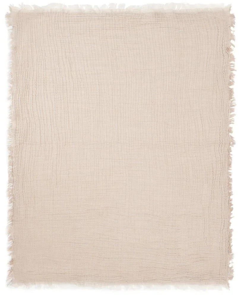 Paturica din muselina Jollein Fringe Stripe Biscuit GOTS, 75x100 cm foto