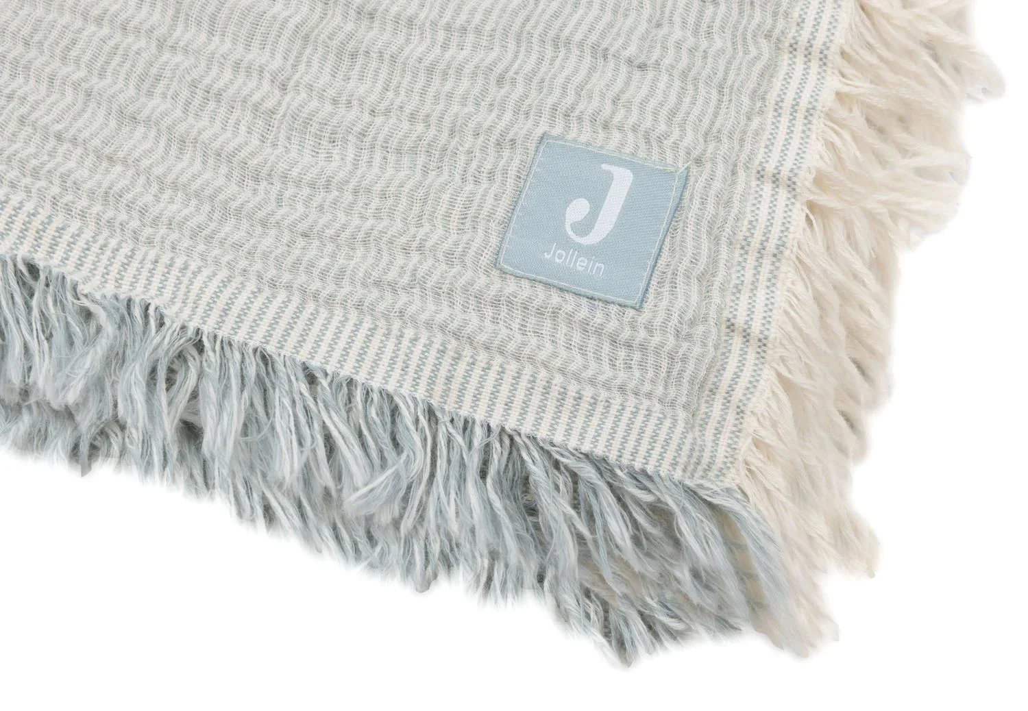 Плед муслиновый Jollein Fringe Stripe Sea Green GOTS, 75x100 см foto