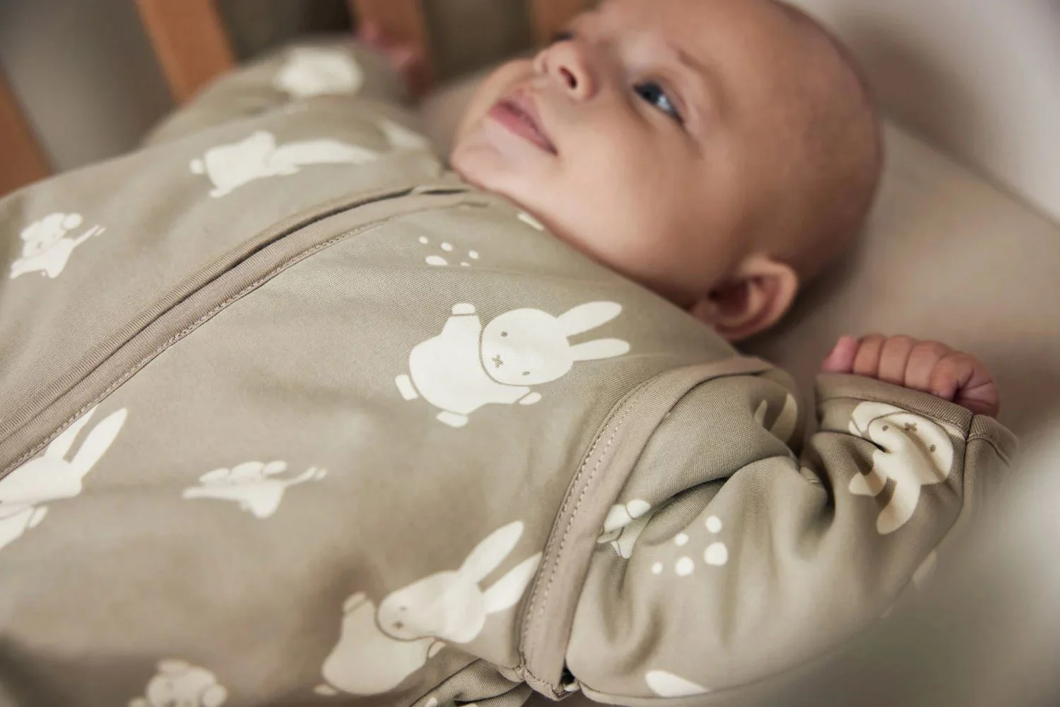 Sac de dormit cu maneci detasabile Jollein Miffy&Snuffy Olive Green, 110 cm foto