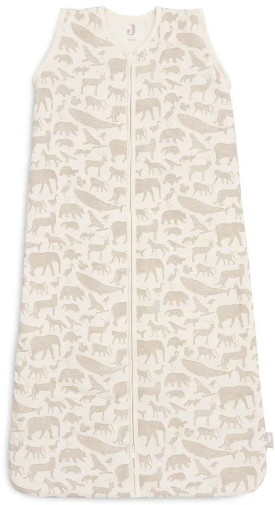 Sac de dormit cu maneci detasabile Jollein Sleepy Animals Nougat, 70 cm foto