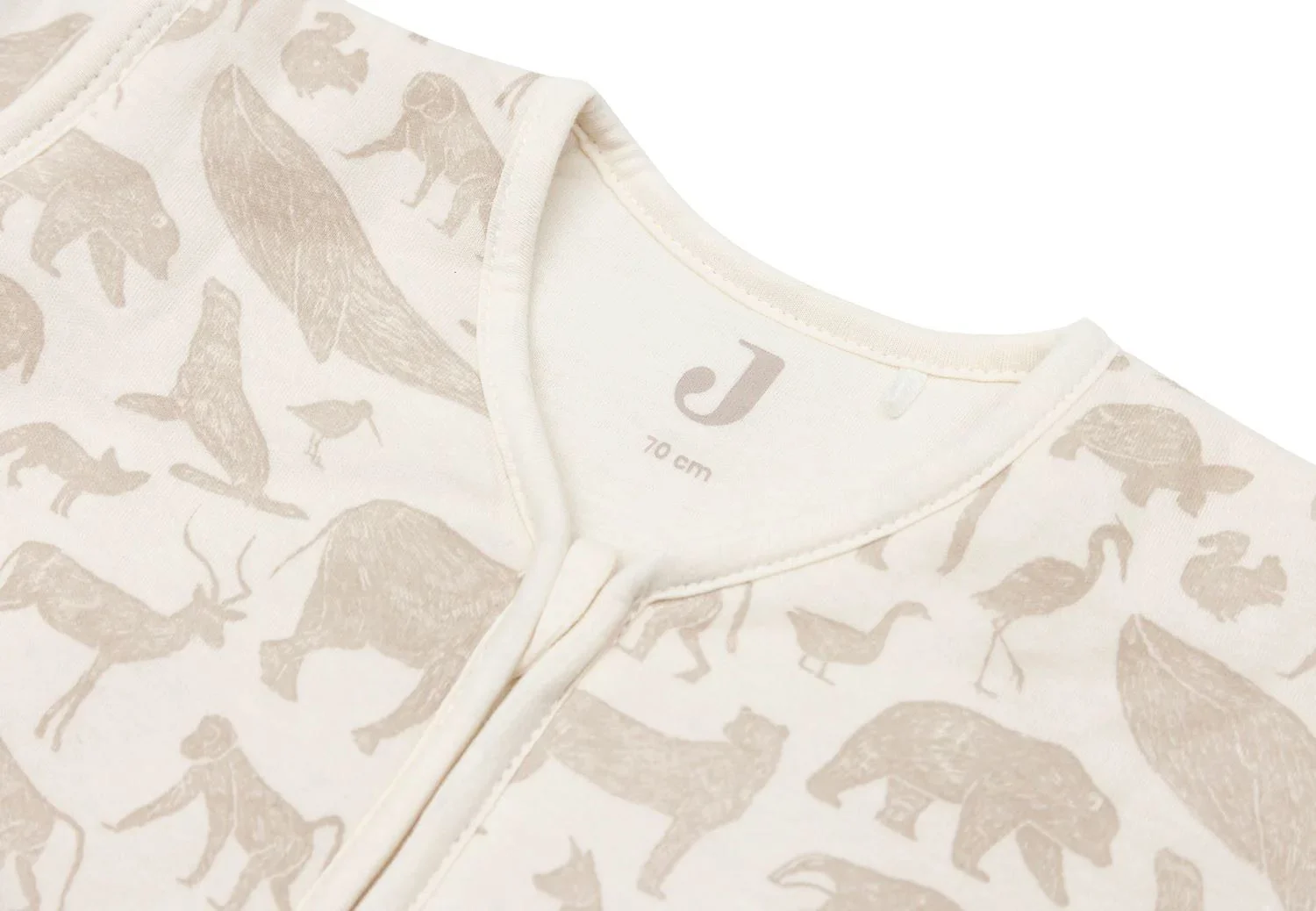 Sac de dormit cu maneci detasabile Jollein Sleepy Animals Nougat, 70 cm foto