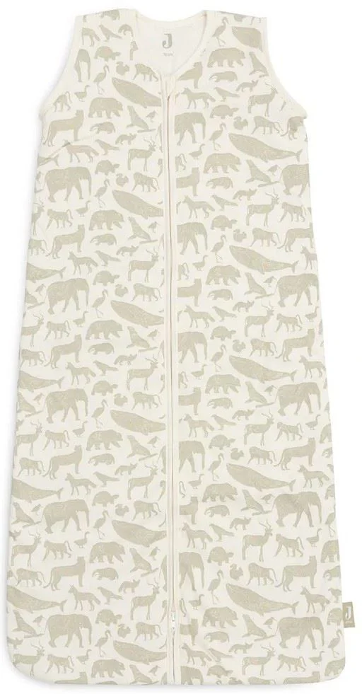 Sac de dormit cu maneci detasabile Jollein Sleepy Animals Olive Green, 70 cm foto