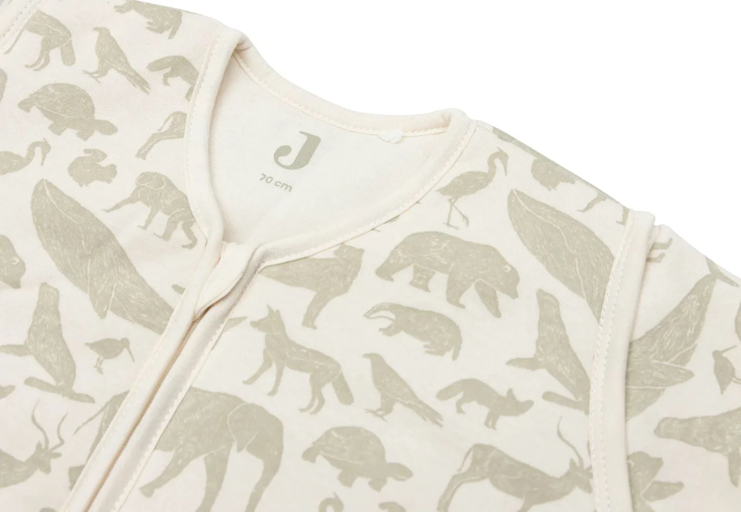Sac de dormit cu maneci detasabile Jollein Sleepy Animals Olive Green, 70 cm foto