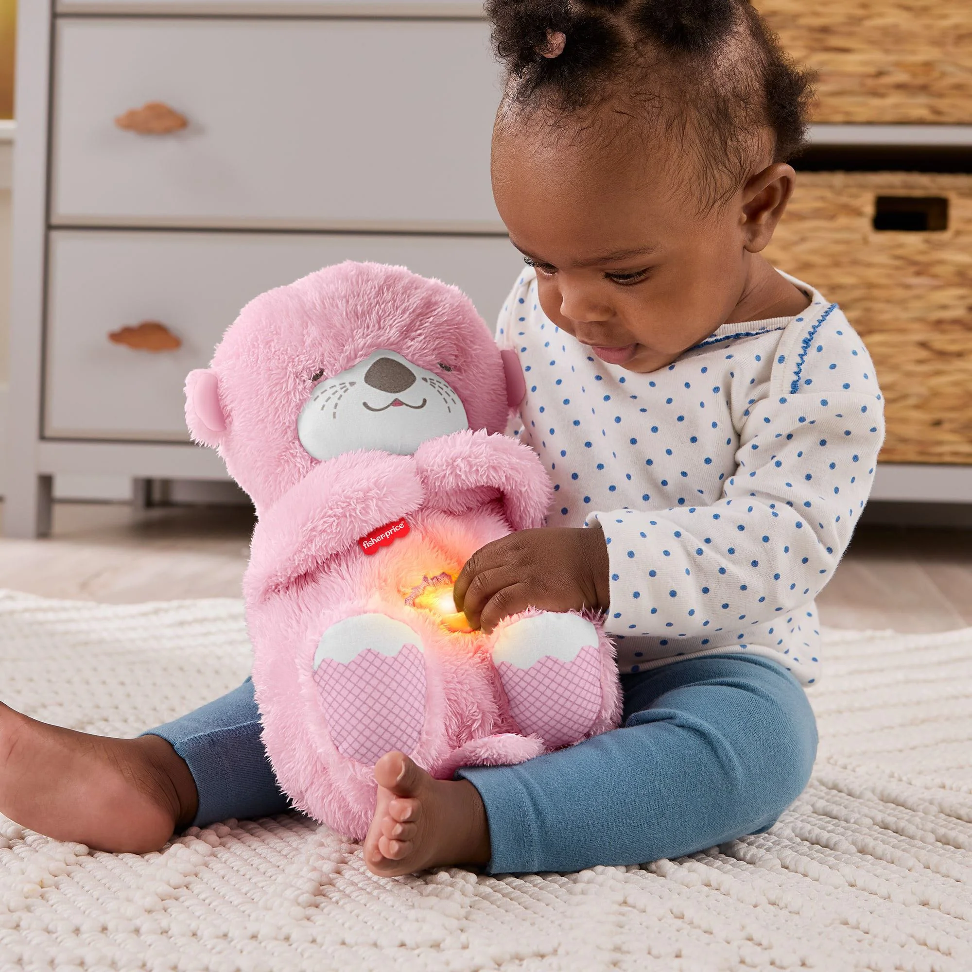 Мягкая игрушка Fisher-Price «Выдра» с подсветкой и звуком, Pозовая foto