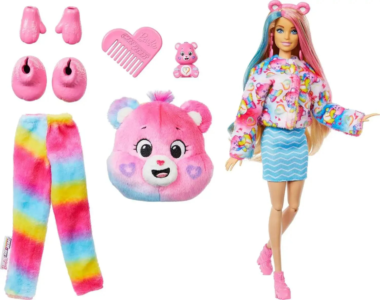 Papusa Barbie Cutie Reveal in costum de plus de ursulet foto
