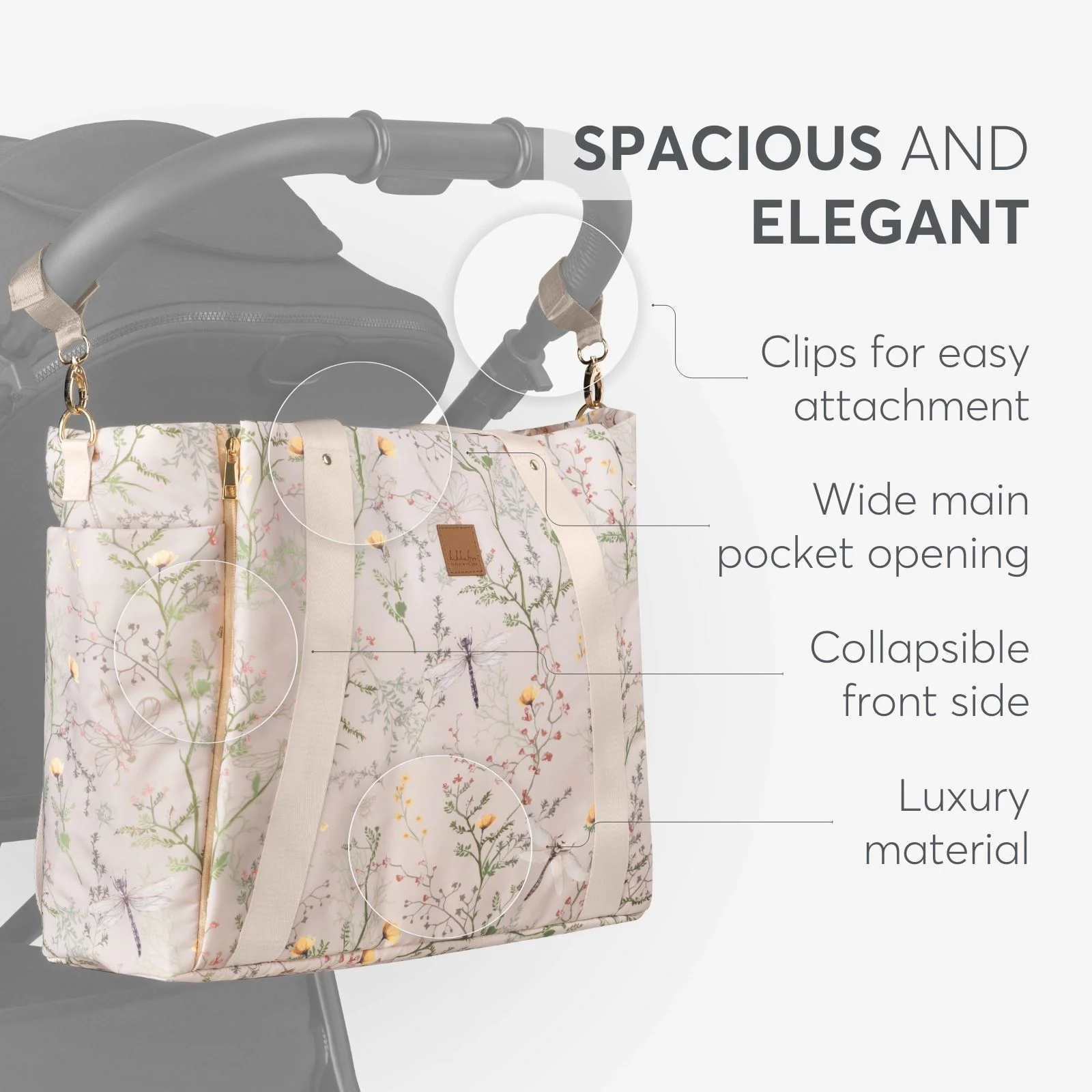 Geanta pentru mame KikkaBoo Florence Secret Garden Beige foto