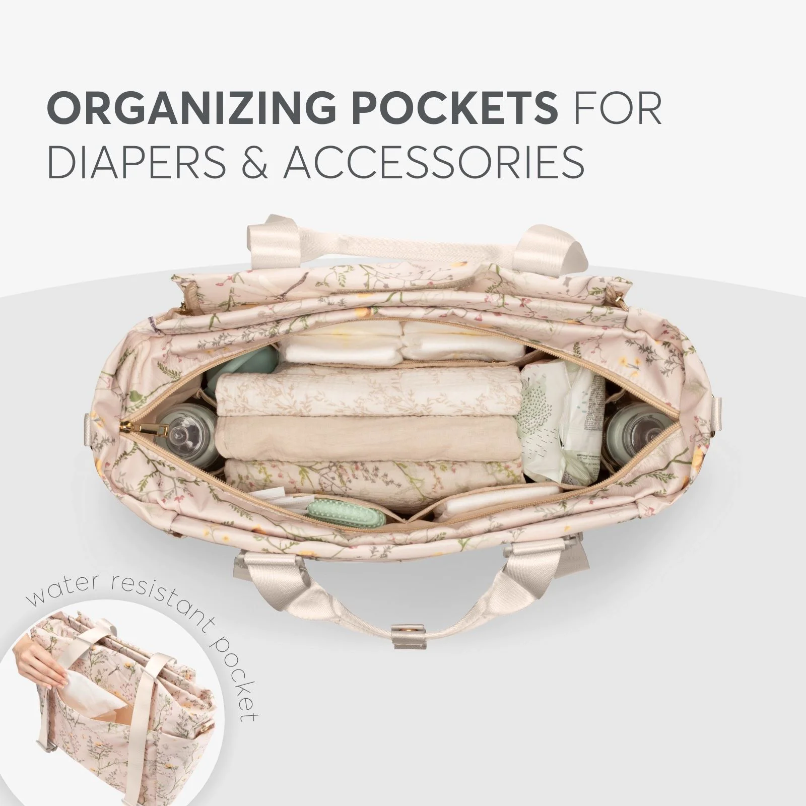 Geanta pentru mame KikkaBoo Florence Secret Garden Beige foto